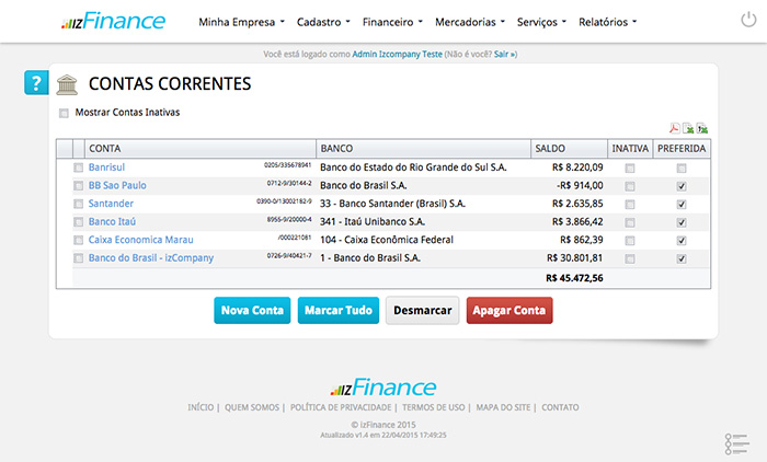 Tela de Conta Corrente - Imagem 1