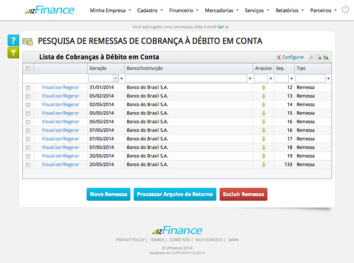Tela de Débito em Conta - Imagem 1