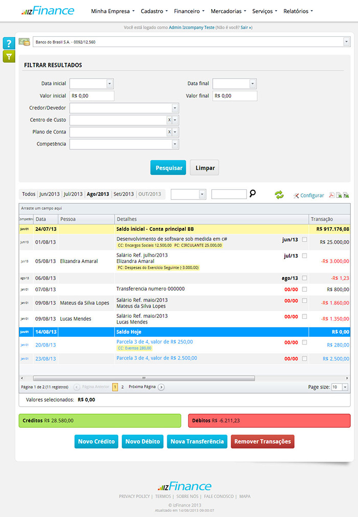 Tela de Lançamento de Conta Corrente - Imagem 1