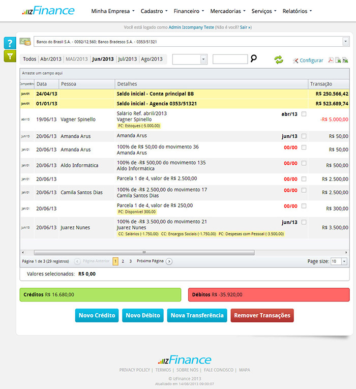 Tela de Lançamento de Conta Corrente - Imagem 2