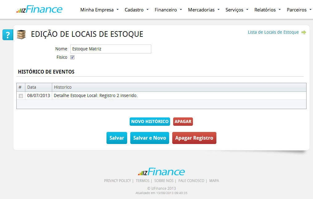 Tela de Locais de Estoque - Imagem 2