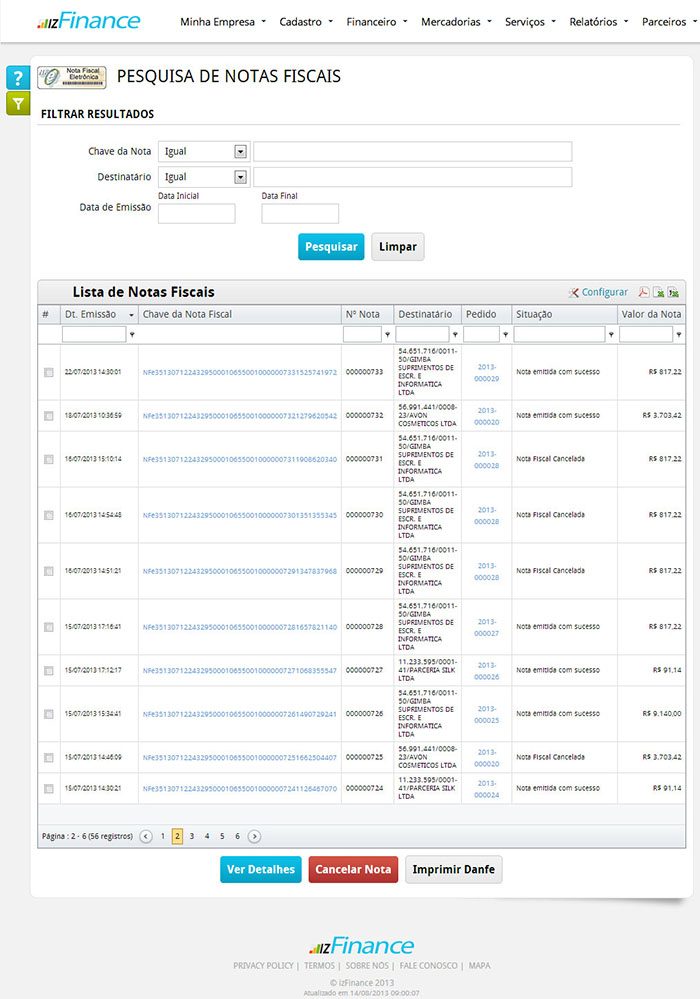 Tela de Nota Fiscal Eletrônica (NF-e) - Imagem 1