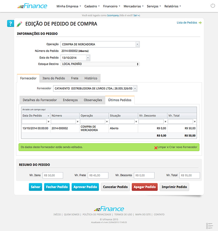 Tela de Pedido de Compra - Imagem 5