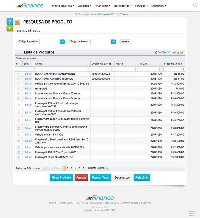 Tela de Cadastro de Produto - Imagem 1