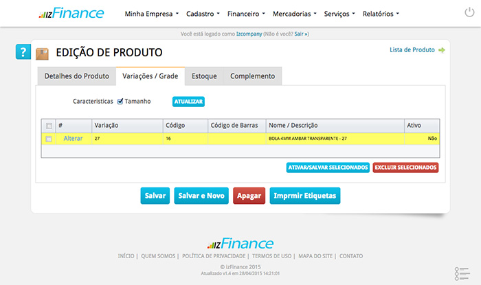 Tela de Cadastro de Produto - Imagem 3